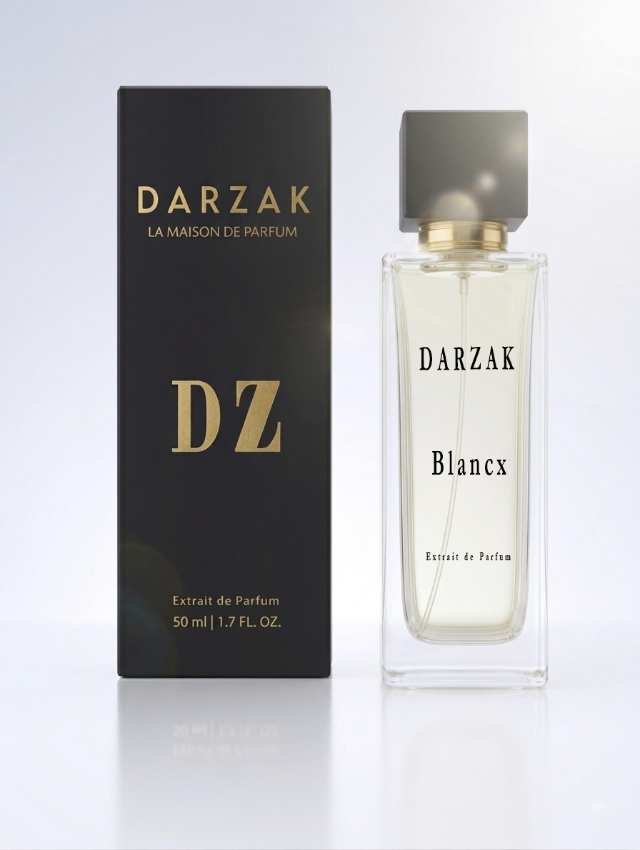 BLANCX Extrait de Parfum bottle and DARZAK luxury perfume box